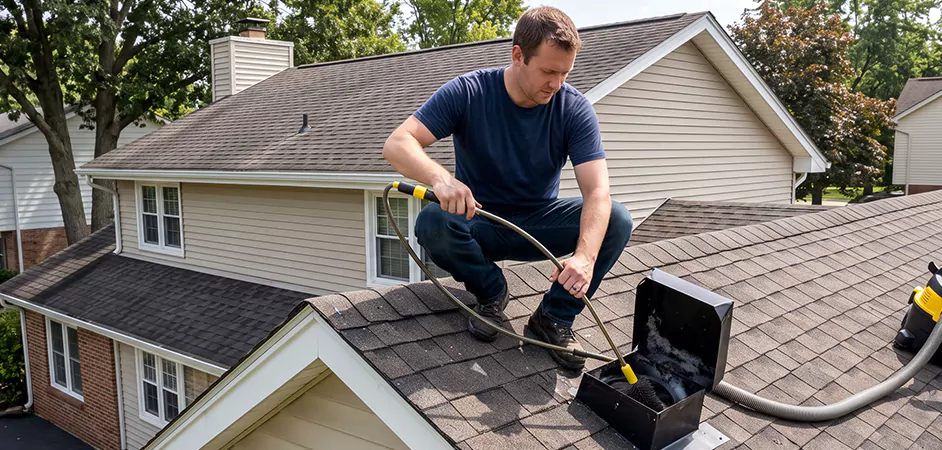 Multi-Story Roof Dryer Vent Cleaning in Howell